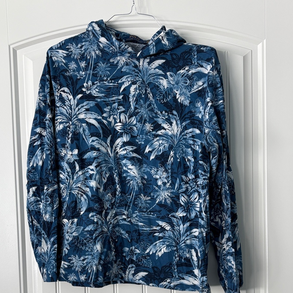 Ralph Lauren Navy and White Leaf Print Shirt
